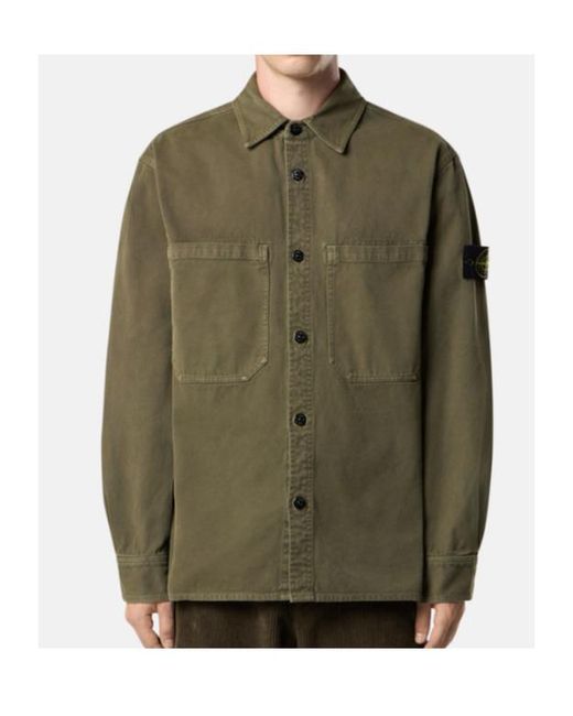Stone Island Green Comfort-Fit Overshirt With Chest Pockets for men