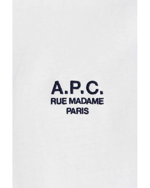 A.P.C. White Logo Embroidered Crewneck T-Shirt for men