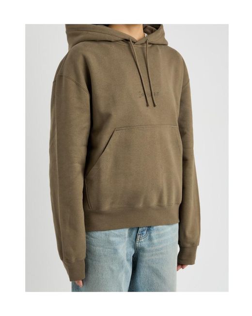 Saint Laurent Green Logo-Embroidered Hooded Cotton Sweatshirt
