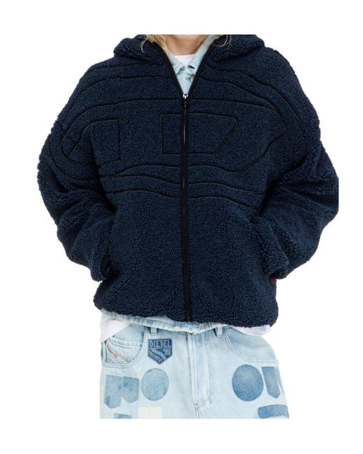 DIESEL Blue Teddy Hooded Jacket for men