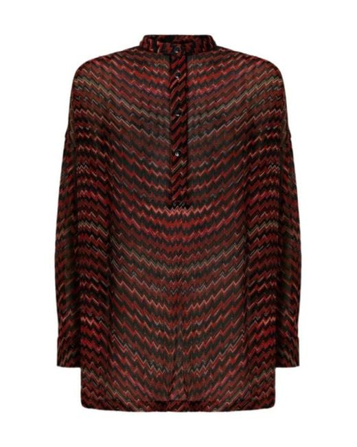 Missoni Brown Zigzag Pattern Blouse