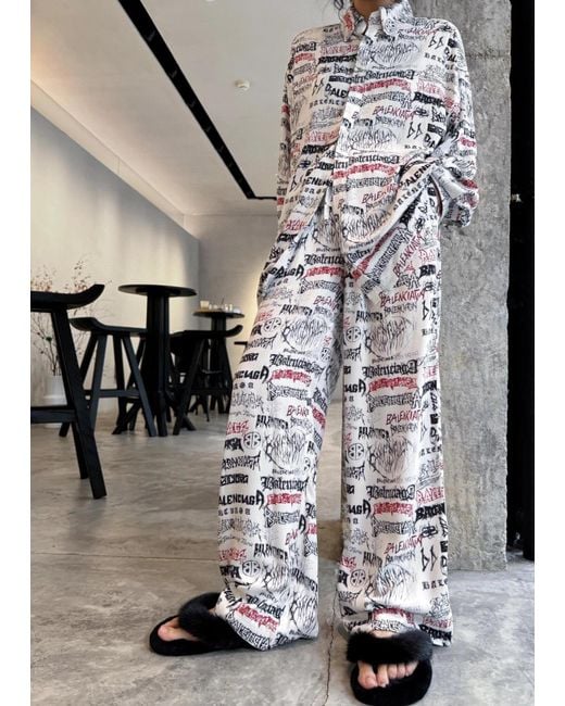 パンツ BALENCIAGA PRINTED VISCOSE PYJAMA PANT Printed viscose pyjama pant – G&B