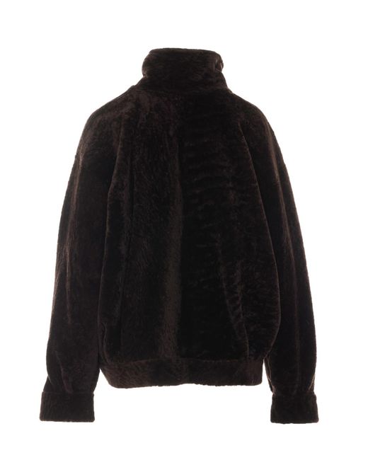 Arma Black Paula High-Neck Shearling Jacket