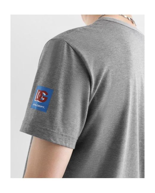 Dolce & Gabbana Gray Logo Printed Crewneck T-Shirt for men