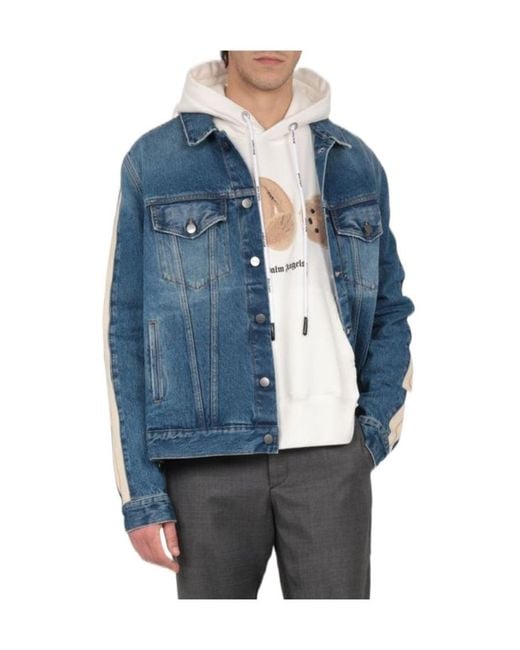 Palm Angels Blue Long Sleeved Track Jacket for men