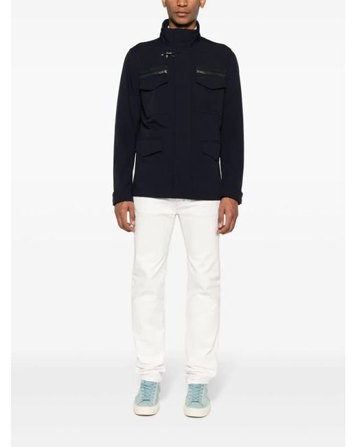 Fay Blue High Neck Shirt Jacket for men