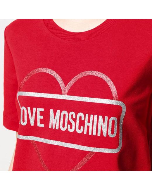 Moschino Red Logo Short-Sleeved T-Shirt Dress