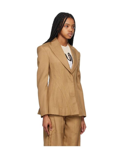 Stella McCartney Natural Corset Lapel Suit Jacket