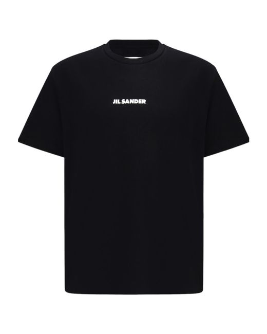 Jil Sander Black Logo Printed Crewneck T-Shirt for men