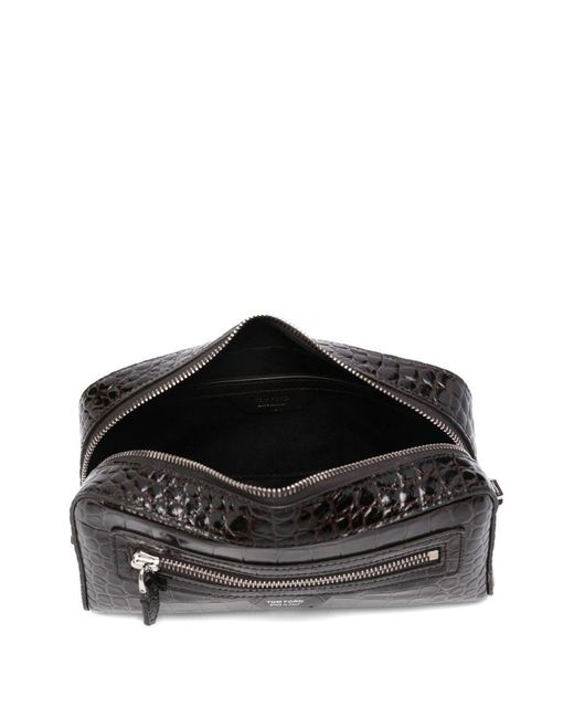 Tom Ford Black Embossed Zipped Wash Bag for men