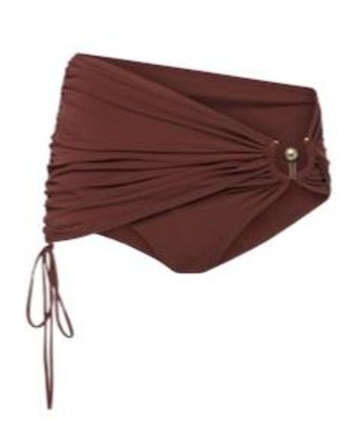 Christopher Esber Purple Embellished Ruched Bikini Bottoms