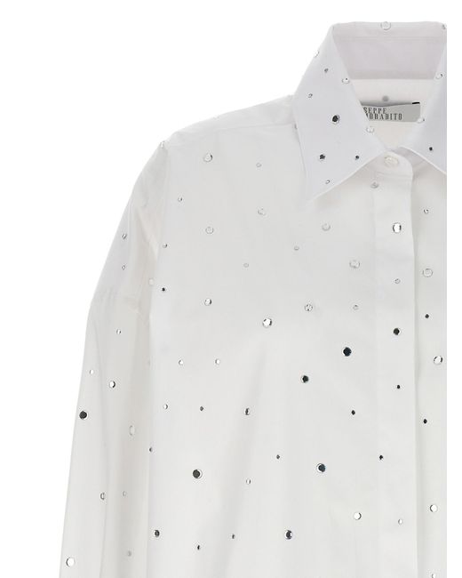 GIUSEPPE DI MORABITO White Long Sleeved Embellished Shirt