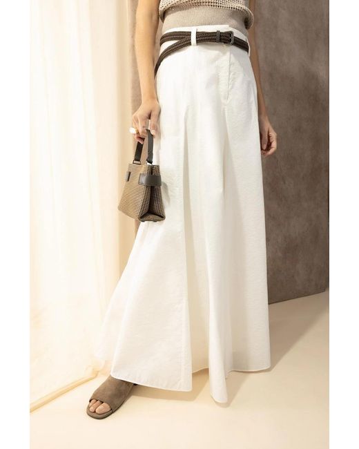 Brunello Cucinelli White Poplin Flared Skirt