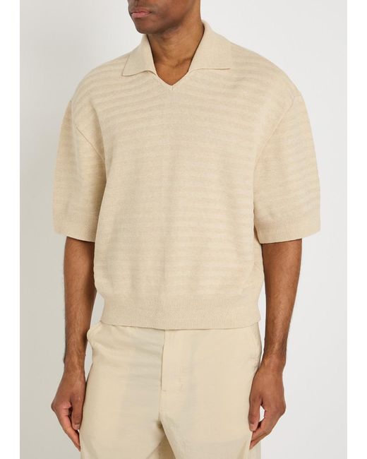 Jacquemus Natural Le Polo Maille Striped Cotton-Blend Polo Shirt for men