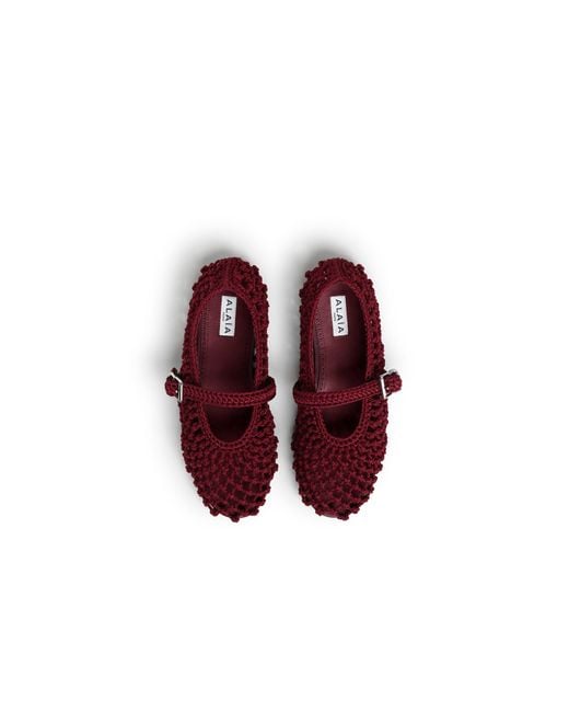 Alaïa Red Alaïa Woven Buckled Flat Shoes