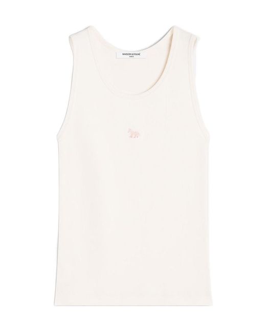 Maison Kitsuné White Maison Kitsuné Baby Fox Ribbed Tank Top