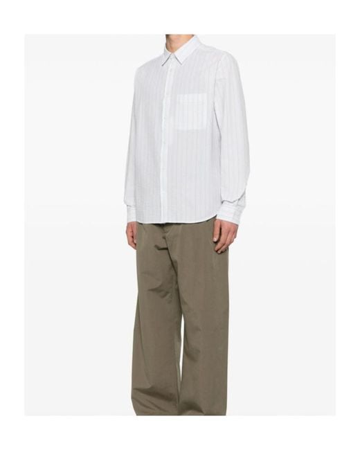 Samsøe & Samsøe White Long-Sleeved Striped Shirt for men