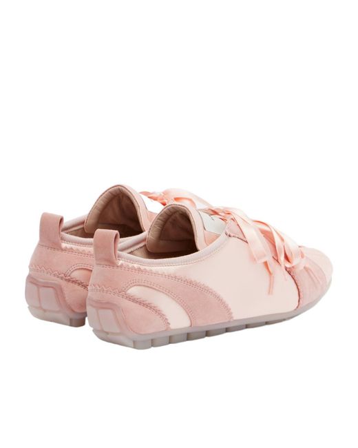 Simone Rocha Pink Ballerina Grip Satin And Suede Sneakers