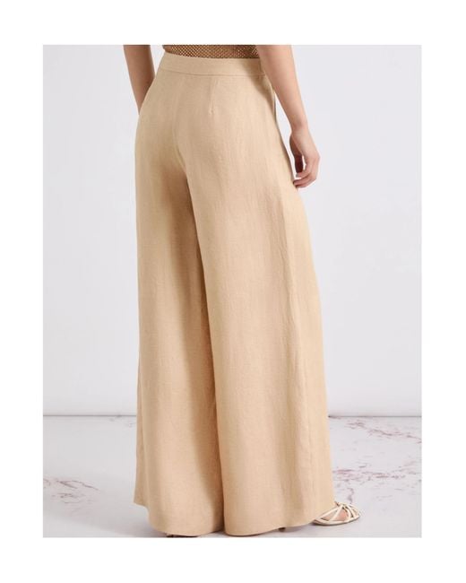 Marella Natural Linen Wide-Leg Trousers