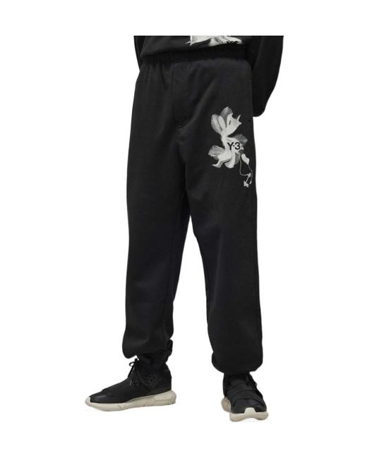Y-3 Black Graphic Sweatpants for men