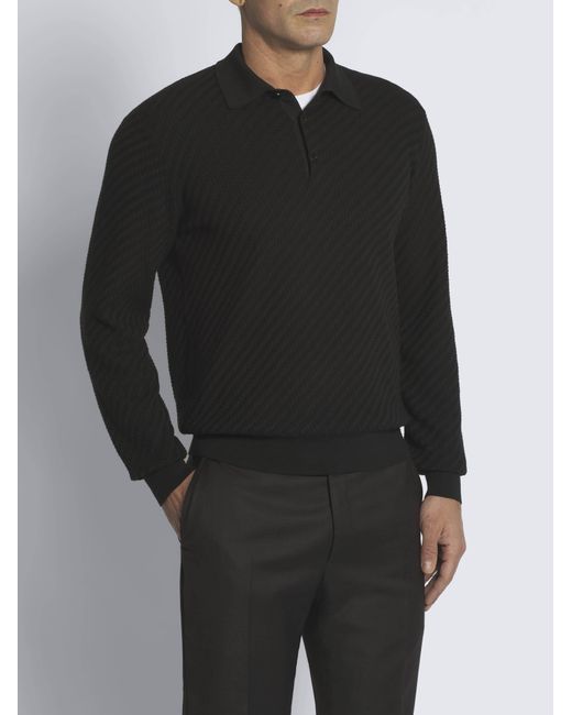 Brioni Black Trama Polo Shirt for men