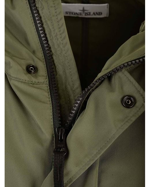 Stone Island Green Logo Patch Hooded Jacket for men