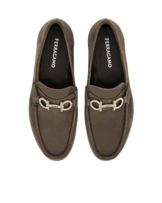 Ferragamo Brown Gancini Ornament Moccasin for men