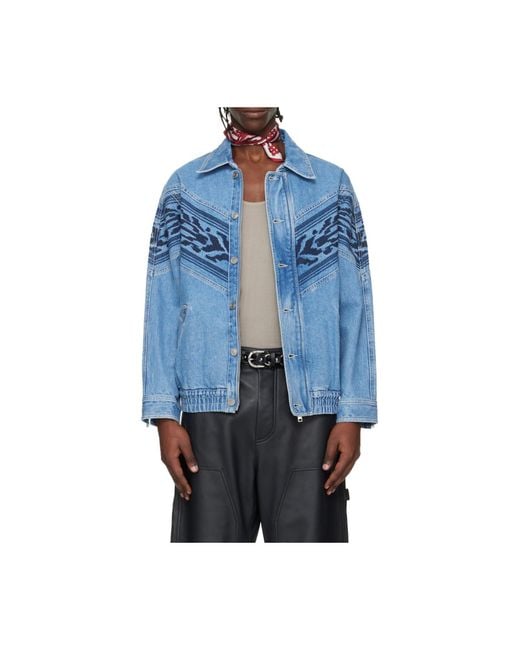 Isabel Marant Blue Julian Embroidered Denim Jacket for men