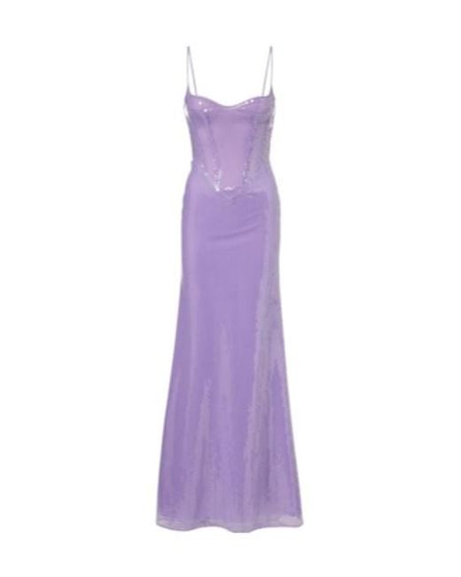 David Koma Purple Sequined Corset Gown