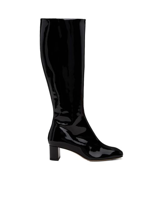 Aeyde Black 50Mm Marty Patent Calf Leather Knee-High Boots