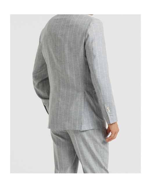 Brunello Cucinelli Gray Double-Breasted Blazer for men