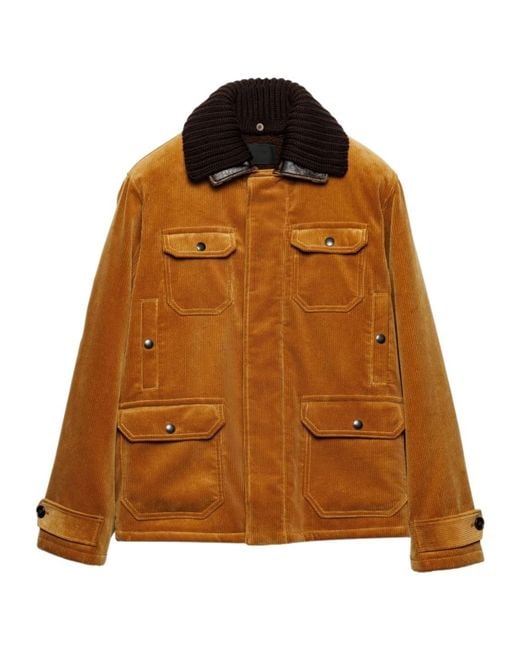 Prada Brown Long-Sleeved Corduroy Shirt Jacket for men