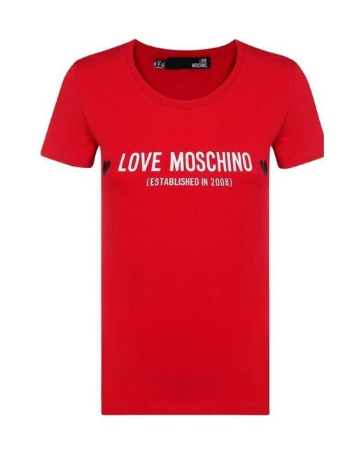 Moschino Red Logo-Print Cotton T-Shirt