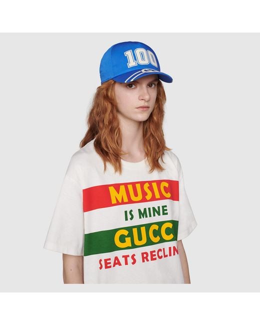Gucci Blue Graphic-Print Six-Panel Cap