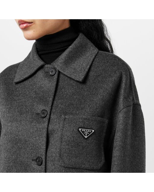 Prada Gray Wool And Cashmere Blended Coat