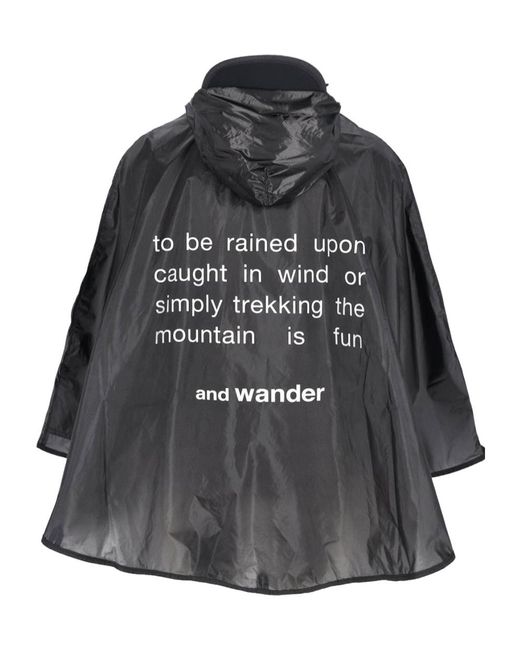 And Wander Black Drawstring Hooded Raincoat for men