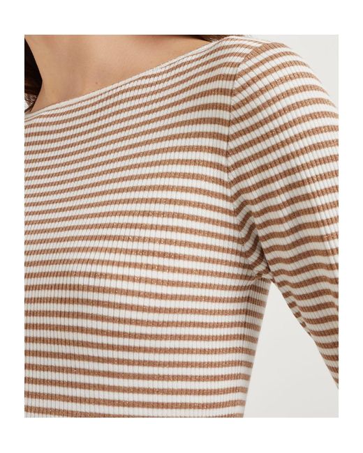 Brunello Cucinelli Natural Sparkling Striped Lightweight Jumper
