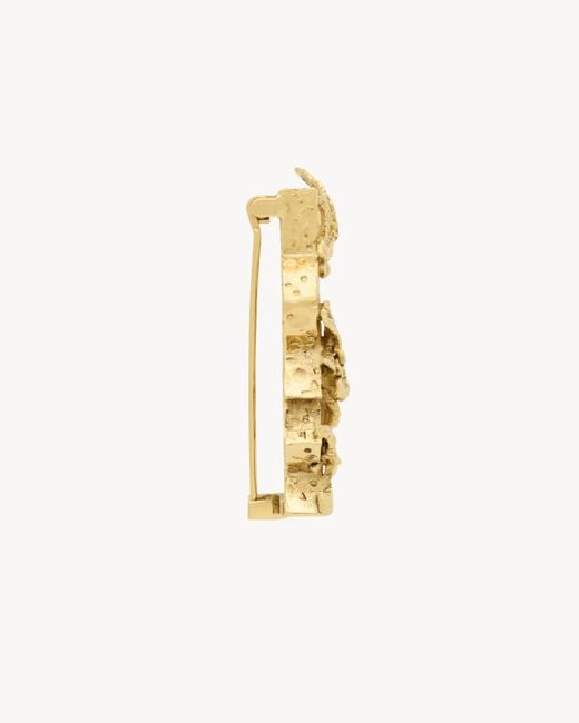 Saint Laurent Metallic Hydrangea Brooch