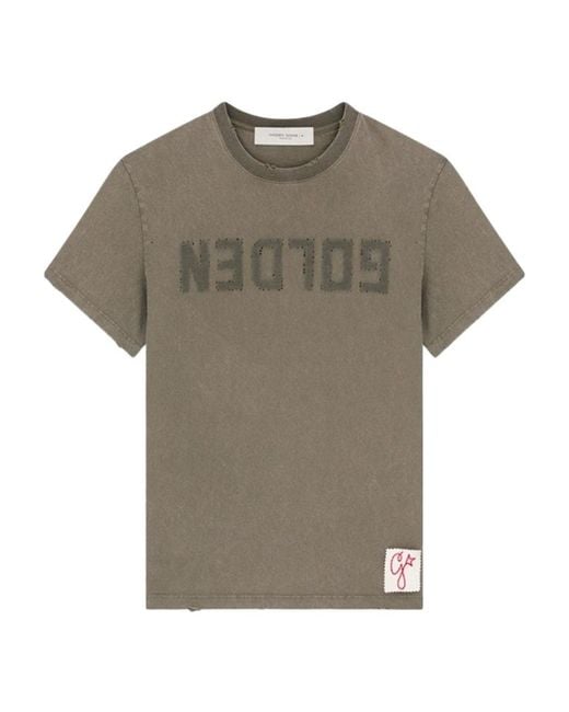 Golden Goose Deluxe Brand Gray Logo Printed Crewneck T-Shirt for men