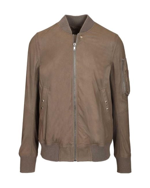 Rick Owens Brown Zip-Up Bomber Jacket for men