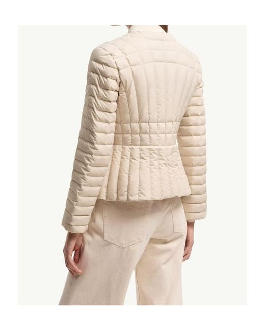 Moncler Natural Menthe Vertical-Quilted Short Down Jacket
