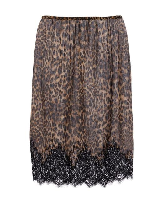 Nili Lotan Brown Thea Animal-Print Silk Midi Skirt