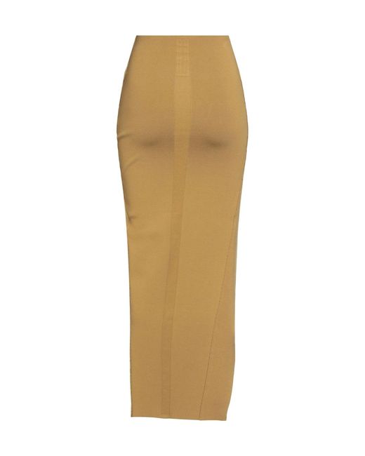 Rick Owens Natural Solid Color Stretch Knit Midi Skirt