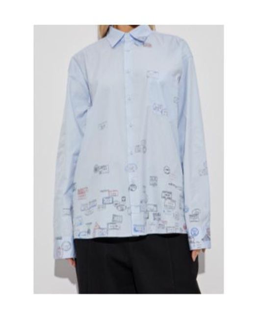 Vetements Blue Passport-Stamp Print Shirt for men