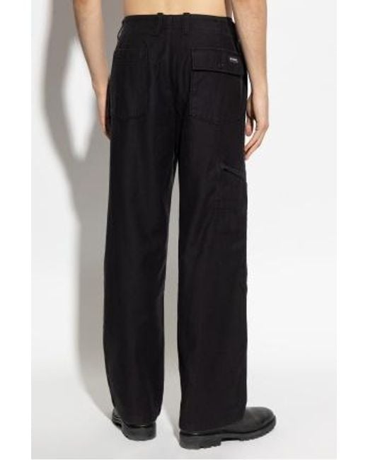 AllSaints Black Logo Patch Straight-Leg Pants for men