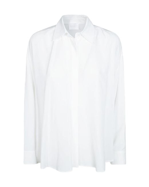 Dondup White Oversized Crepe De Chine Shirt