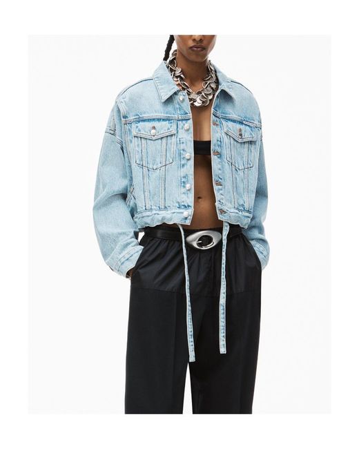 Alexander Wang Blue Cinch Hem Trucker Jacket
