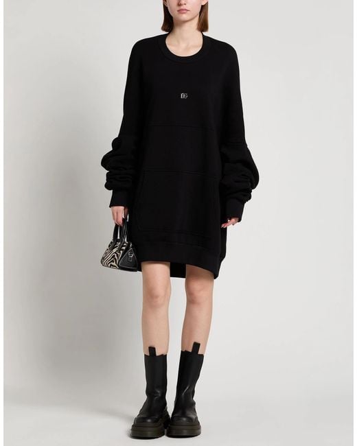Dolce & Gabbana Black Solid Color Fleece Sweatshirt