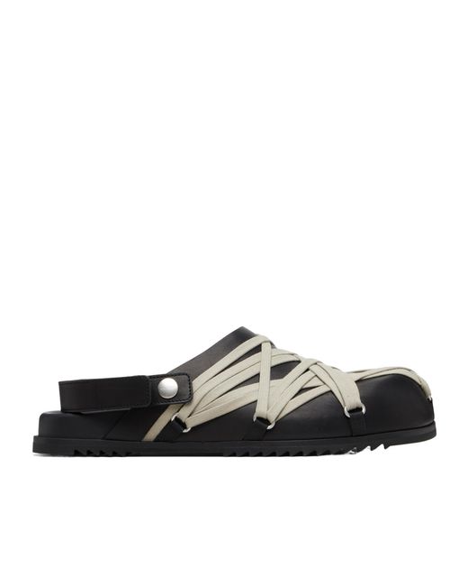 Rick Owens Black Cross-Strap Slip-On Sandals for men