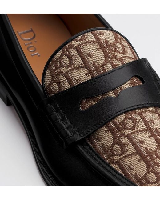 Dior Black Pattern Panel Loafers for men